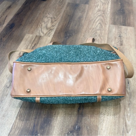 Oscar De La Renta Green Tweed Duffle Bag Luggage Suitcase Travel Bag - Picture 2 of 12